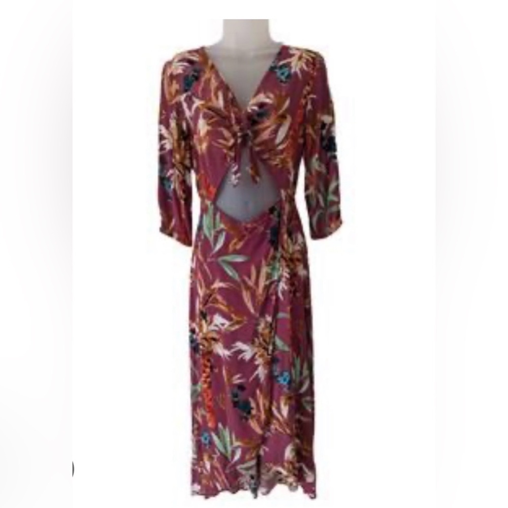 Express Floral Tie Front Cut-Out Wrap Maxi Dress New With Tags Size Medium.
